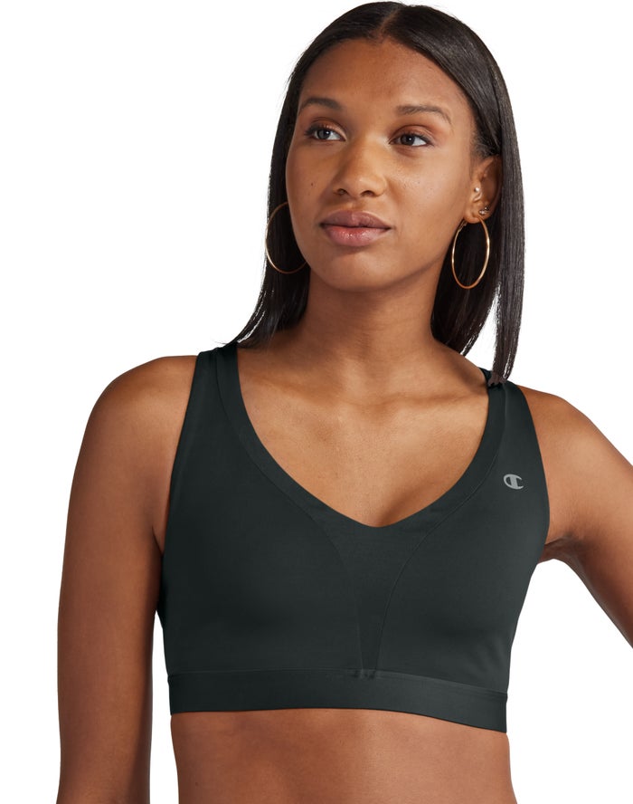 Champion Womens Sports Bra NZ - The Absolute Shape V-Neck Black ( 4921-VILZN )